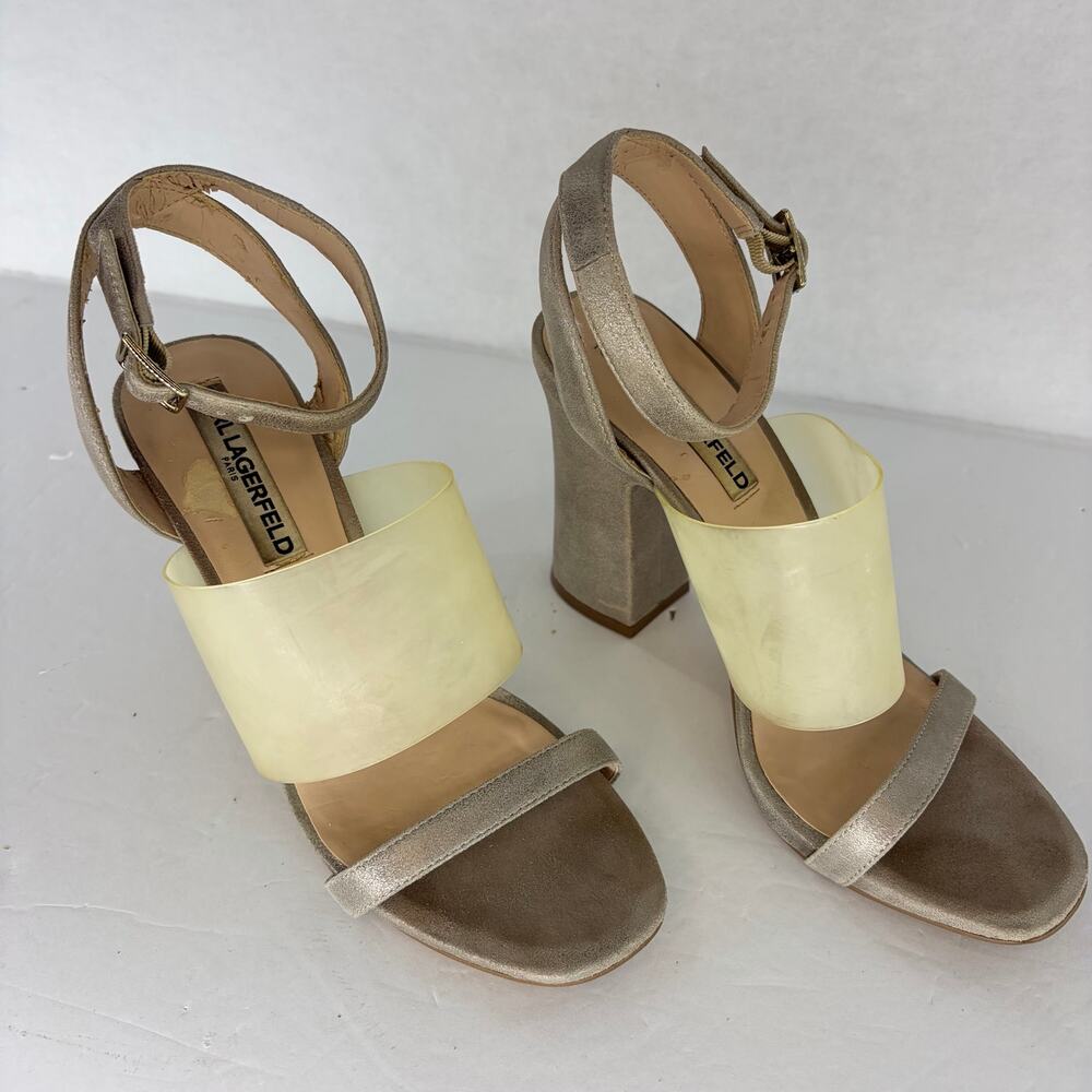 Karl Lagerfeld Paris Lucite Cuff Block Heels 💫 Statement Sandals